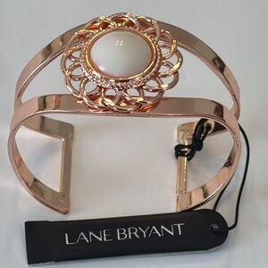 Lane Bryant Rose Gold and Cream Asymmetrical Filigree Cuff Bracelet